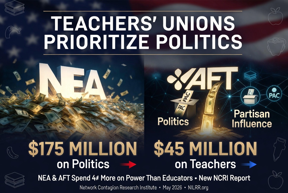 The NCRI report concludes that the NEA and AFT operate with “limited transparency and attenuated accountability.” Political spending dominates, misclassification hides the scale, leadership self-dealing diverts dues, and ideological funding politicizes K-12 classrooms. The evidentiary record “warrants scrutiny across oversight channels.”