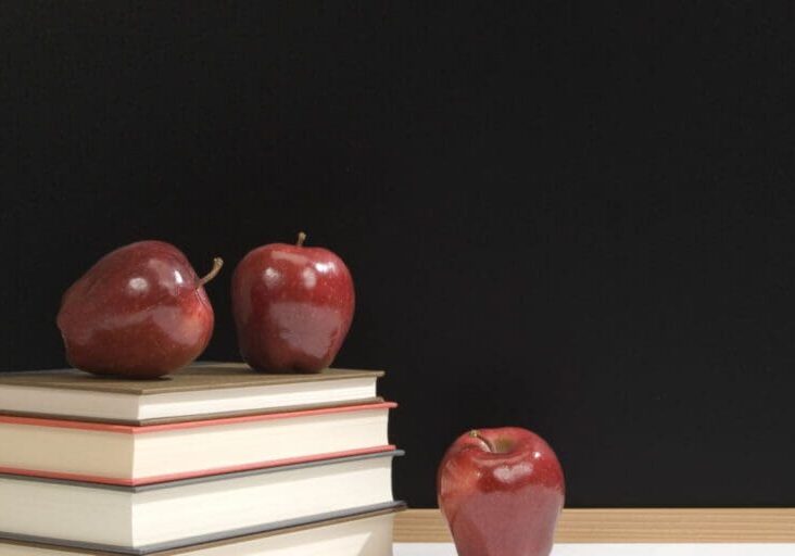 Some small size apples kept on the book