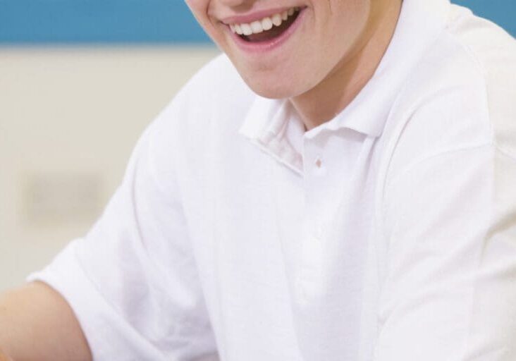 High school students eating in the school cafeteria