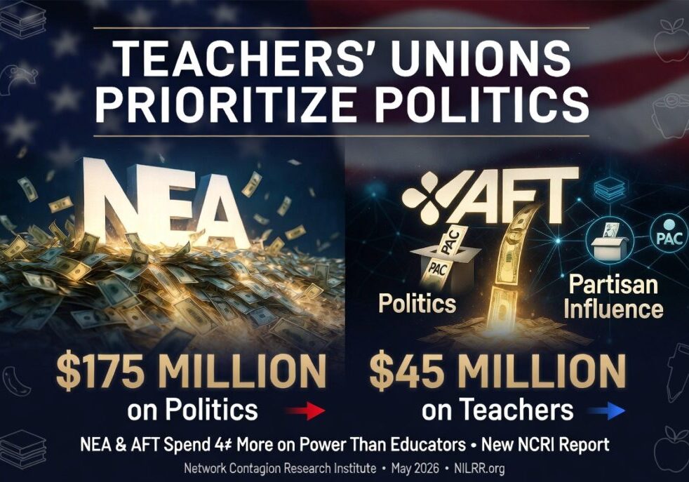 The NCRI report concludes that the NEA and AFT operate with “limited transparency and attenuated accountability.” Political spending dominates, misclassification hides the scale, leadership self-dealing diverts dues, and ideological funding politicizes K-12 classrooms. The evidentiary record “warrants scrutiny across oversight channels.”